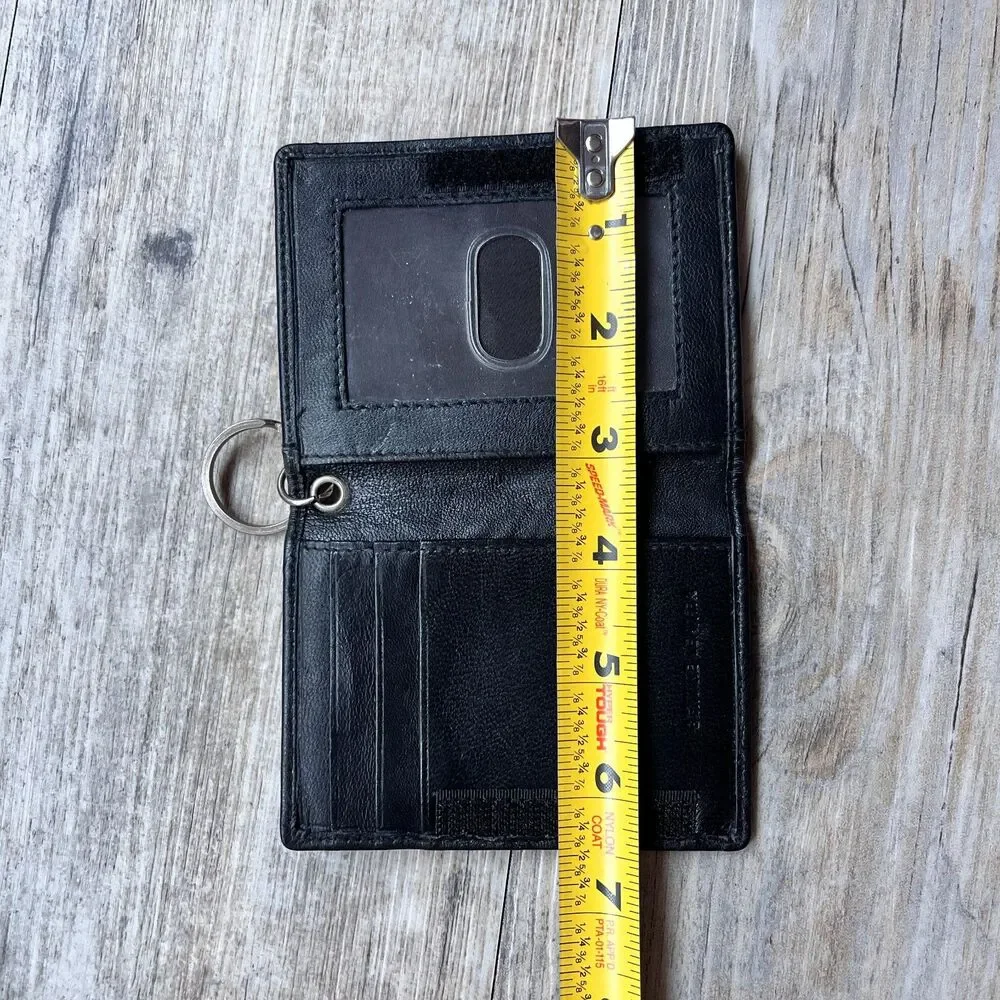 UW Madison Leather Wallet Black Embossed Badgers Keychain Wallet Minimalist